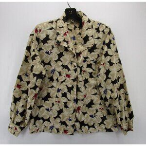 VINTAGE Top 6 Alice Petite Button Up Shirt Floral Shoulder Pads 90s